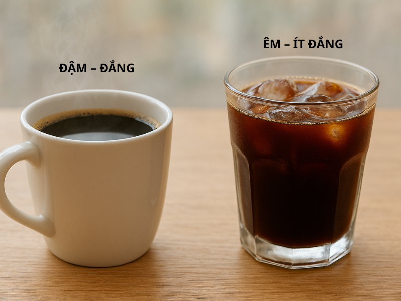 Cold brew với cà phê pha nóng