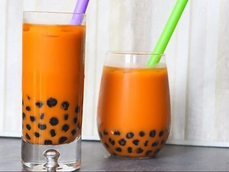 Trà Thái đỏ kết hợp với trân trâu